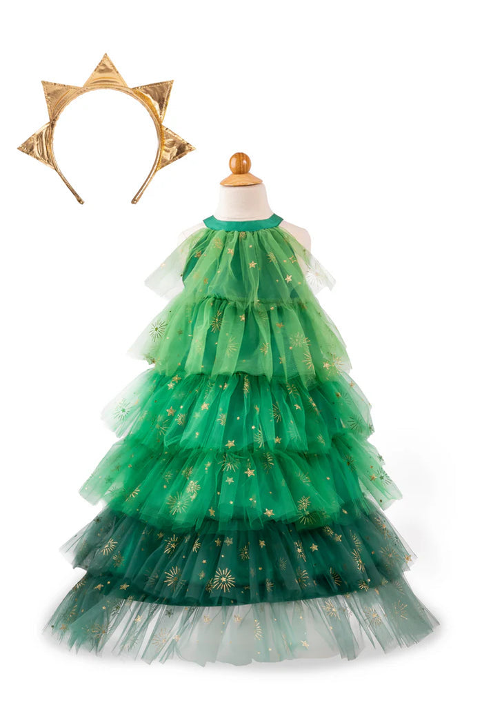 CHRISTMAS TREE DRESS WITH HEADPIECE SIZE 5-6